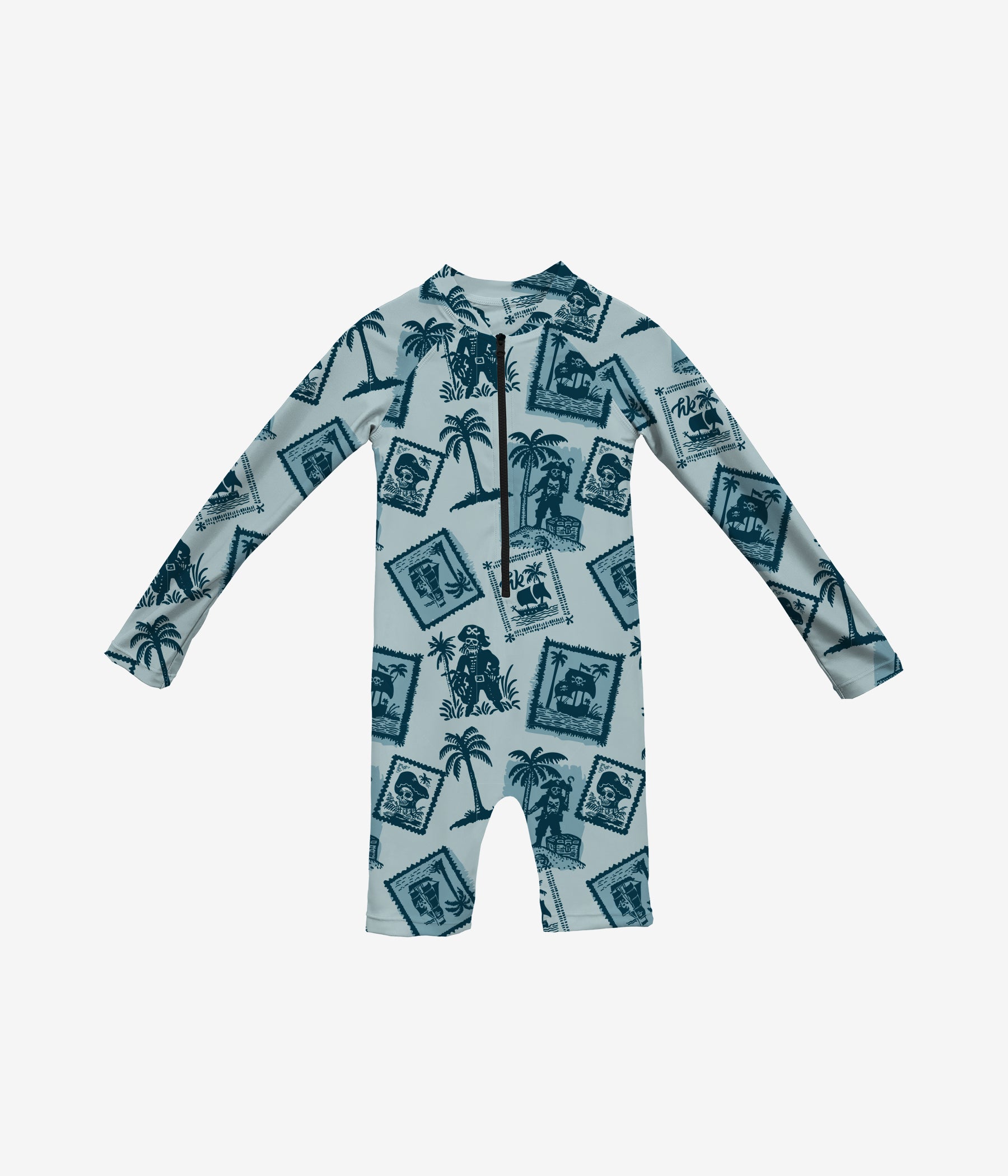 Ahoy, Matey! Toddler LongSleeve Swimsuit - Dusty Aqua