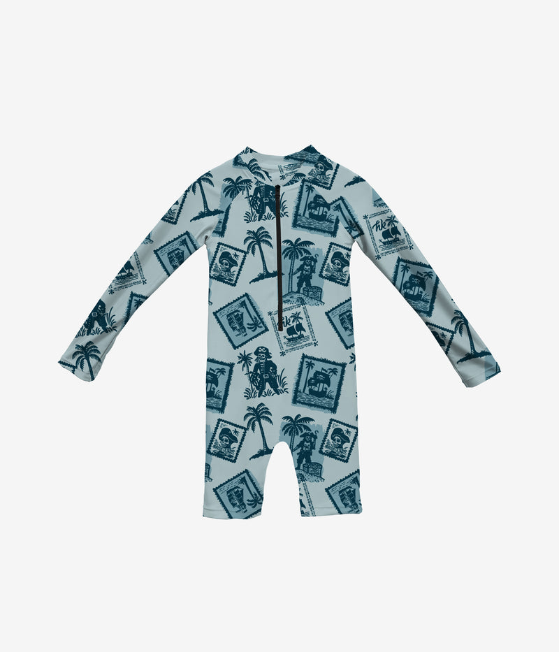 Ahoy, Matey! Toddler LongSleeve Swimsuit - Dusty Aqua