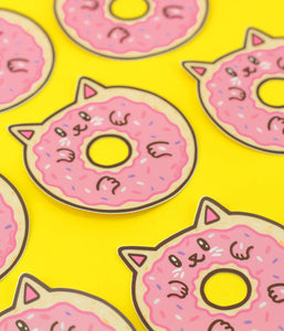 Donut Cat Pink Dessert Sweet Treat Kitty Vinyl Sticker