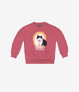 Kitty Charm Crewneck - Clay Rose