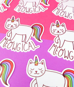 Meowgical Magical Cat Rainbow Colorful Vinyl Sticker