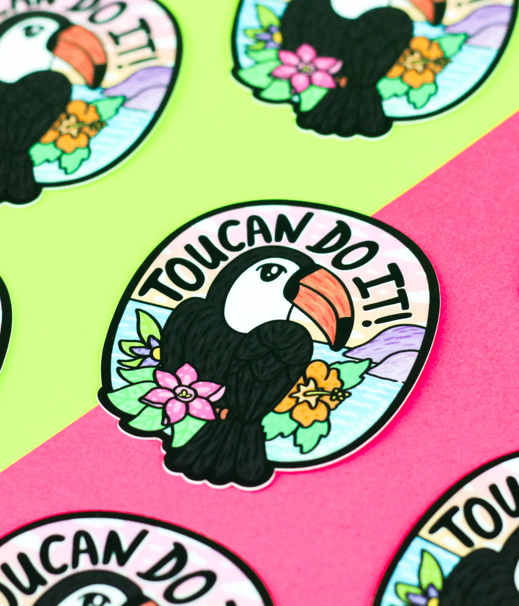Toucan Do It Funny Animal Puns Water Bottle Vinyl Sticker