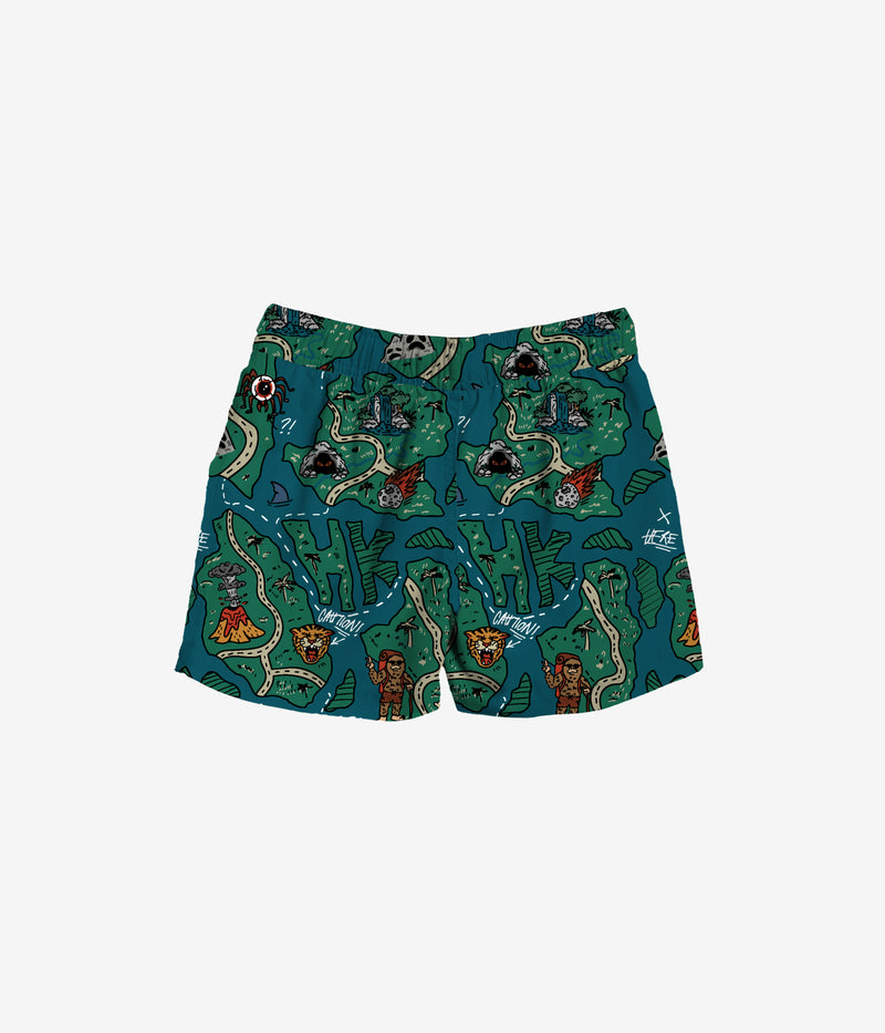 Treasure Map Peachskin Boardshort - Teal Steal