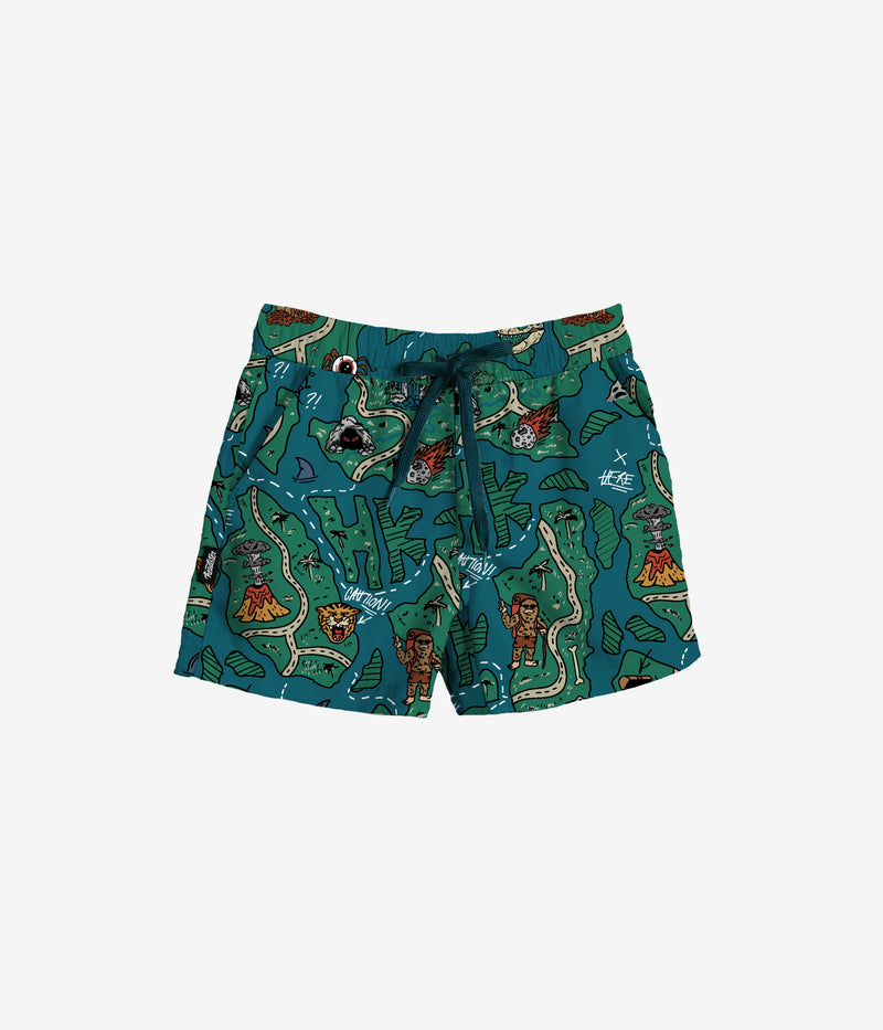 Treasure Map Peachskin Boardshort - Teal Steal