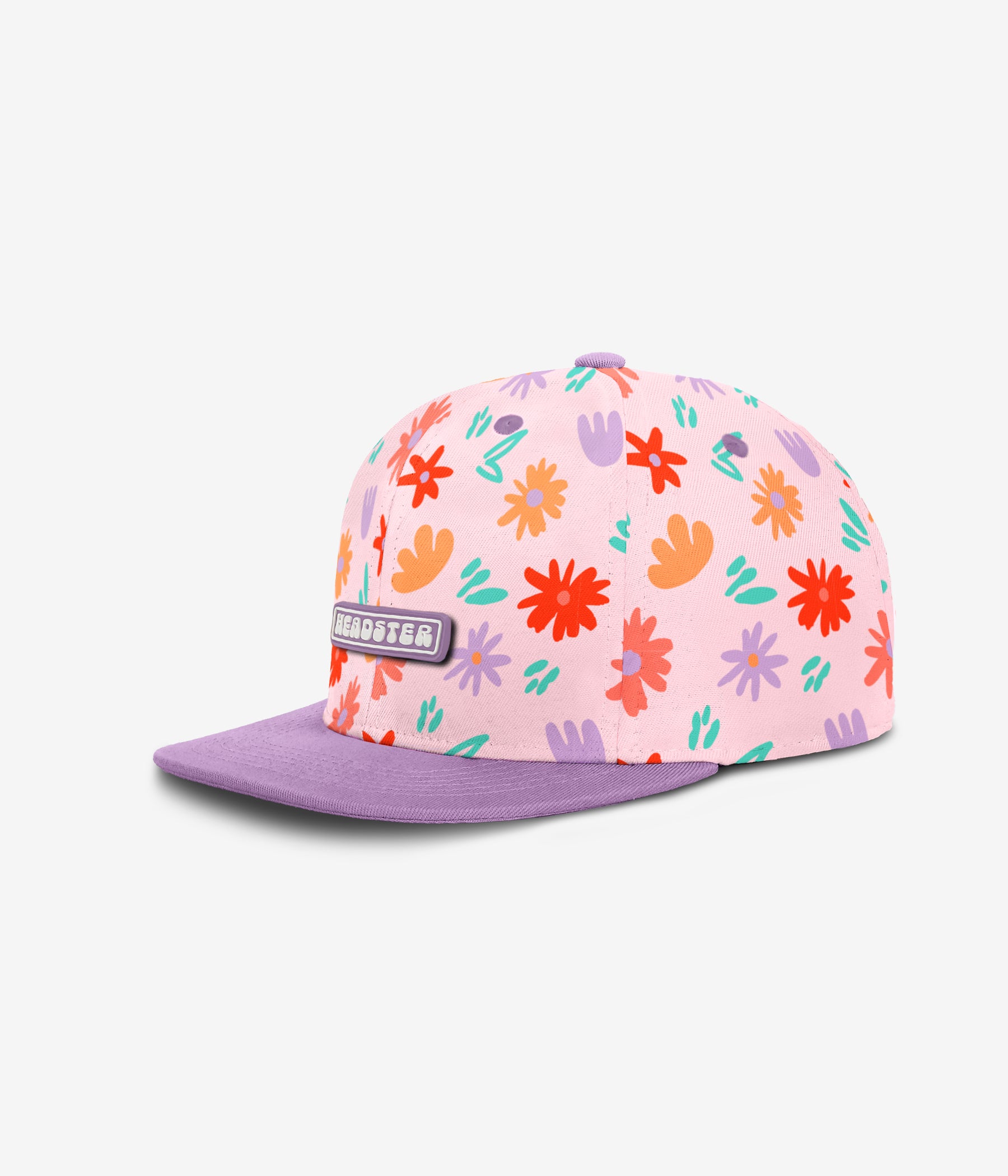 Painted Flowers Snapback - Powder Pink cap for babies and kids by Headster Kids