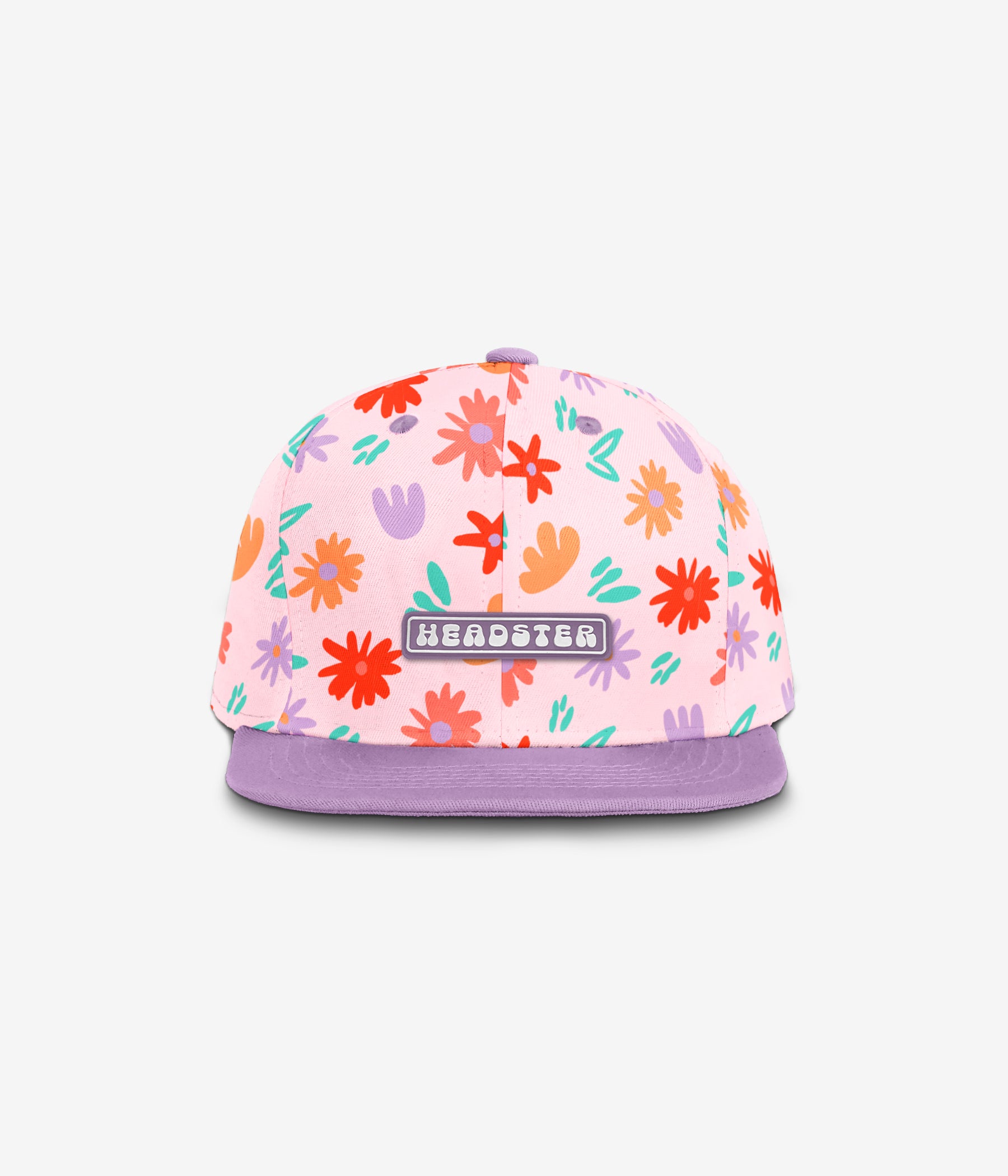 Painted Flowers Snapback - Powder Pink cap for babies and kids, product view 2