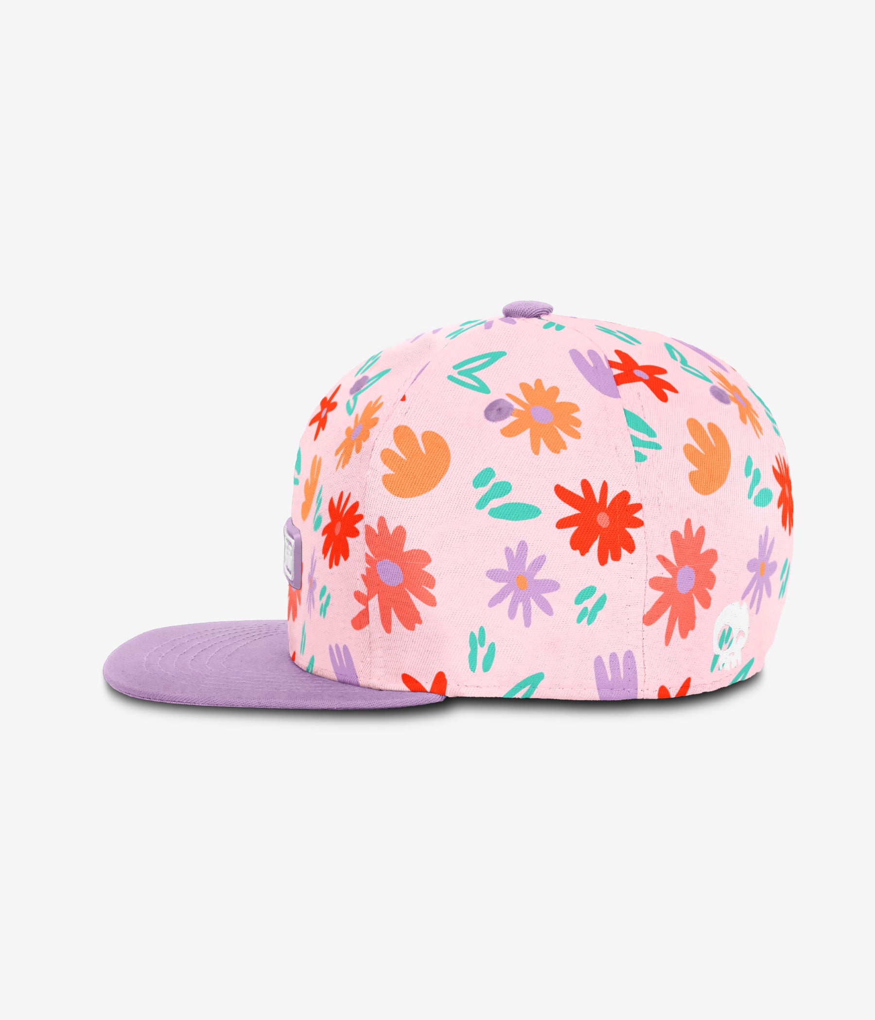 Painted Flowers Snapback - Powder Pink cap for babies and kids, product view 3