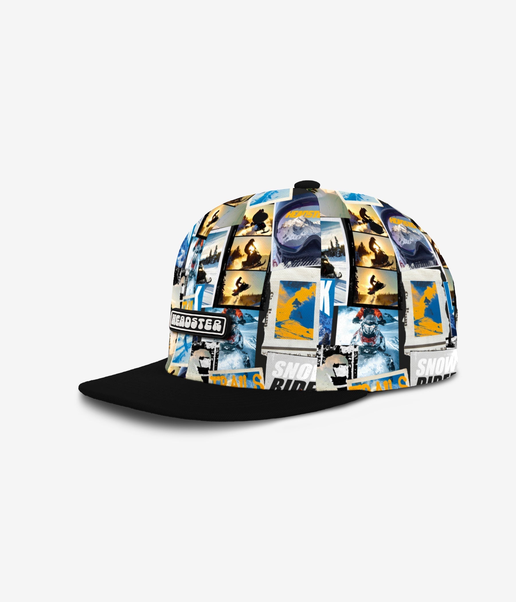 Snowy Trails black snapback cap for kids by Headster Kids