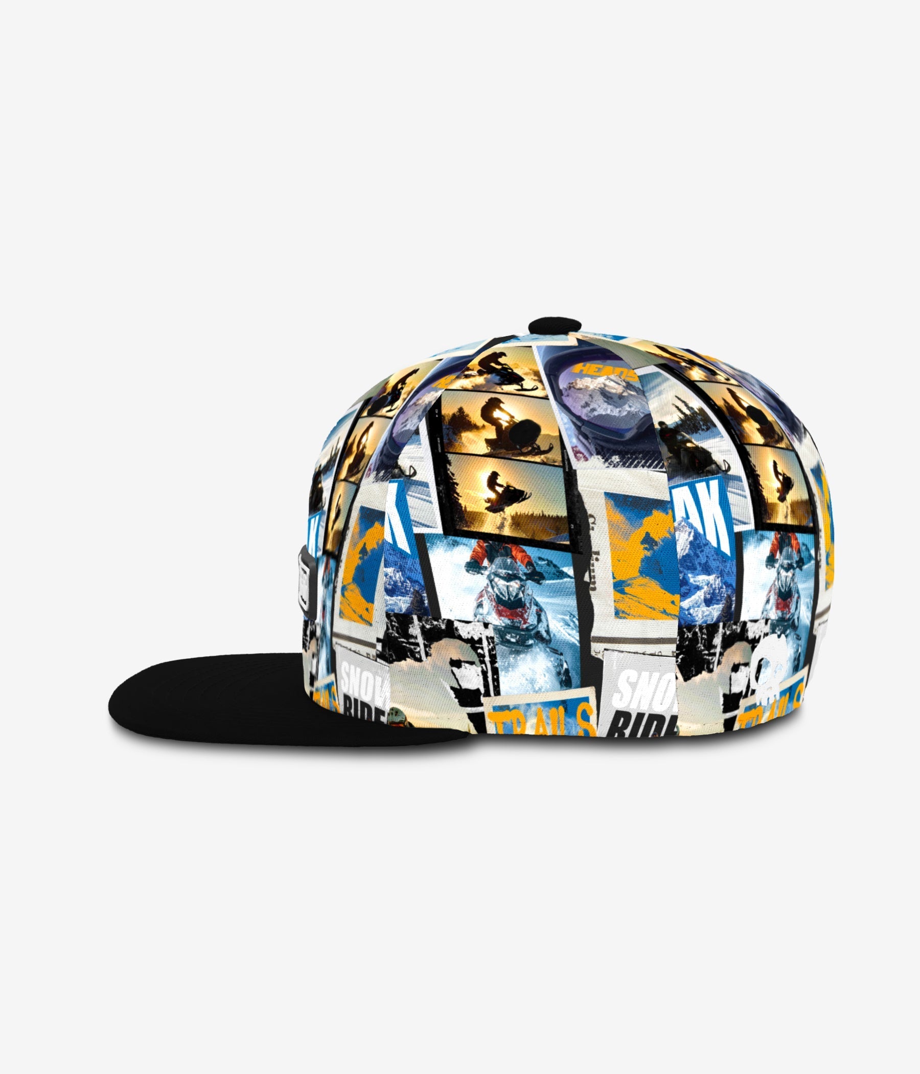 Back view of the Snowy Trails black kids snapback with adjustable closure