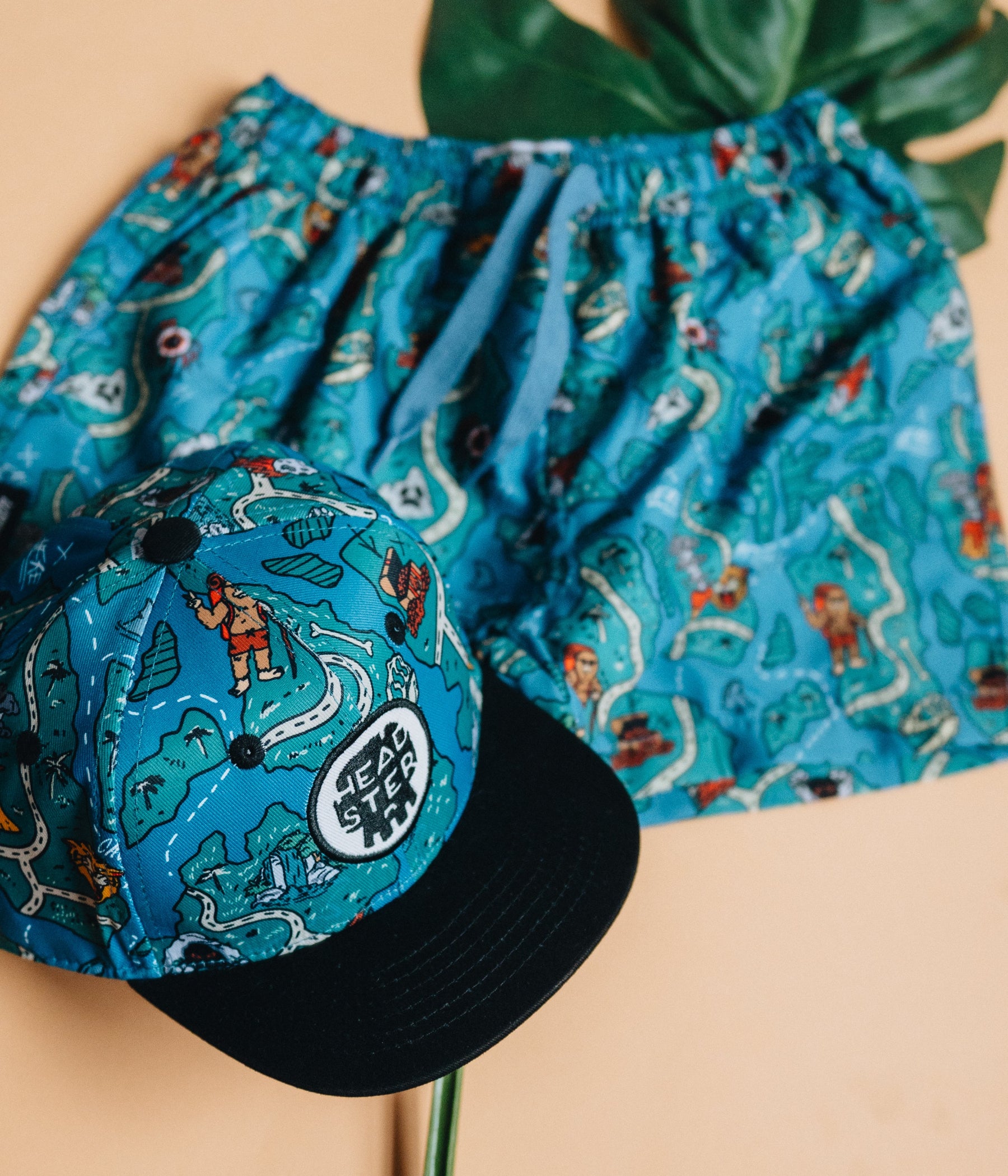 Treasure Map Snapback - Teal Steal cap for babies and kids, product view 5