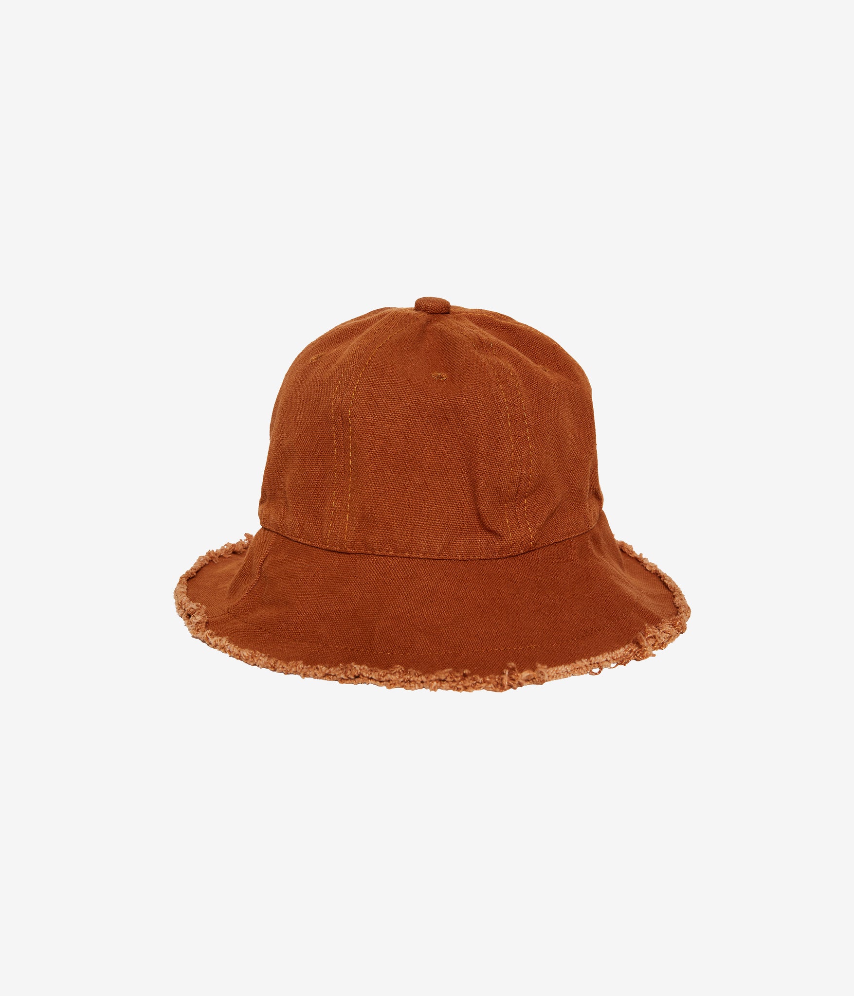 Raw edge cloche hat brown