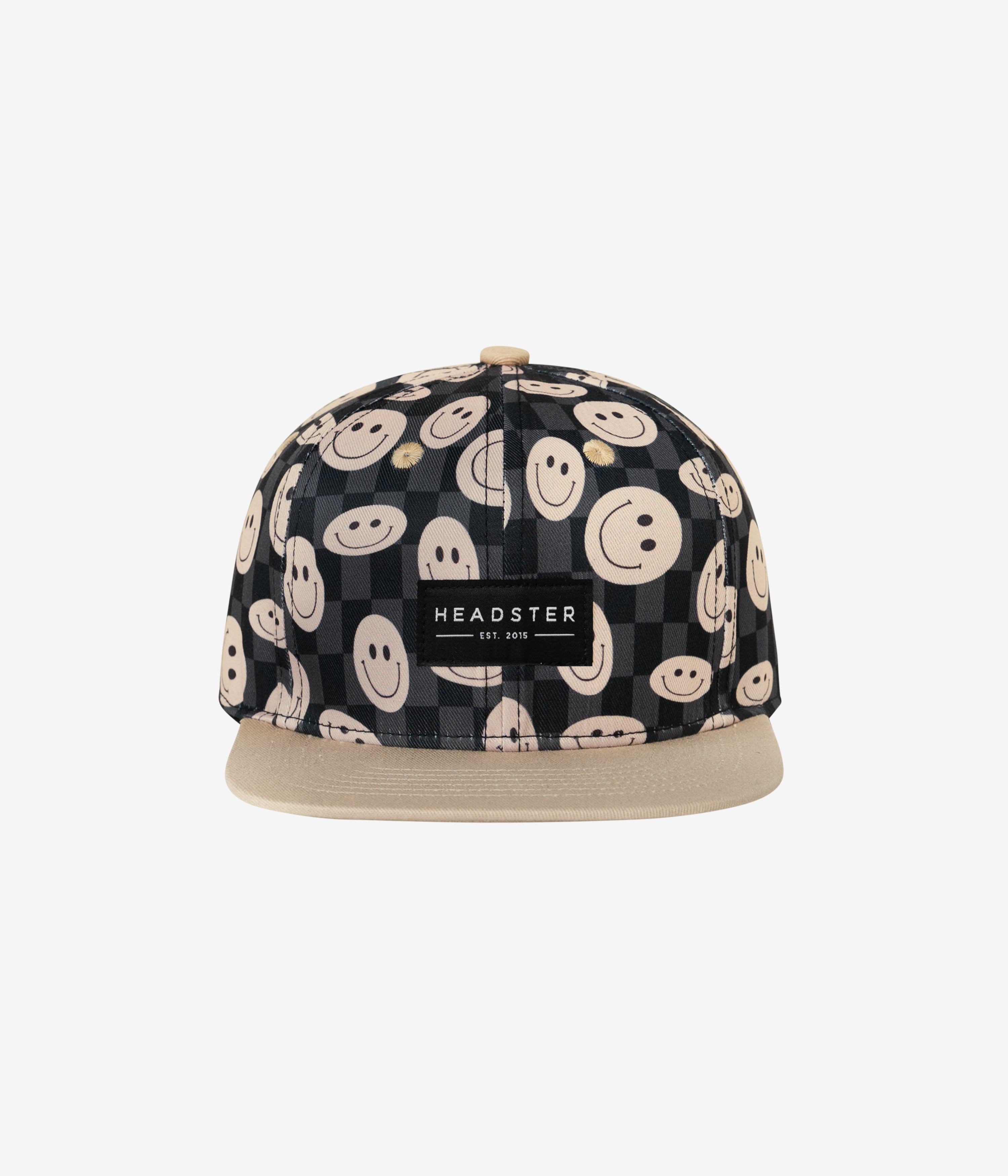 Smiley Snapback Black cap for babies and kids, product view 2