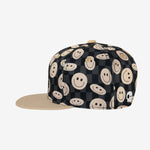 Smiley Snapback Black cap for babies and kids, product view 3