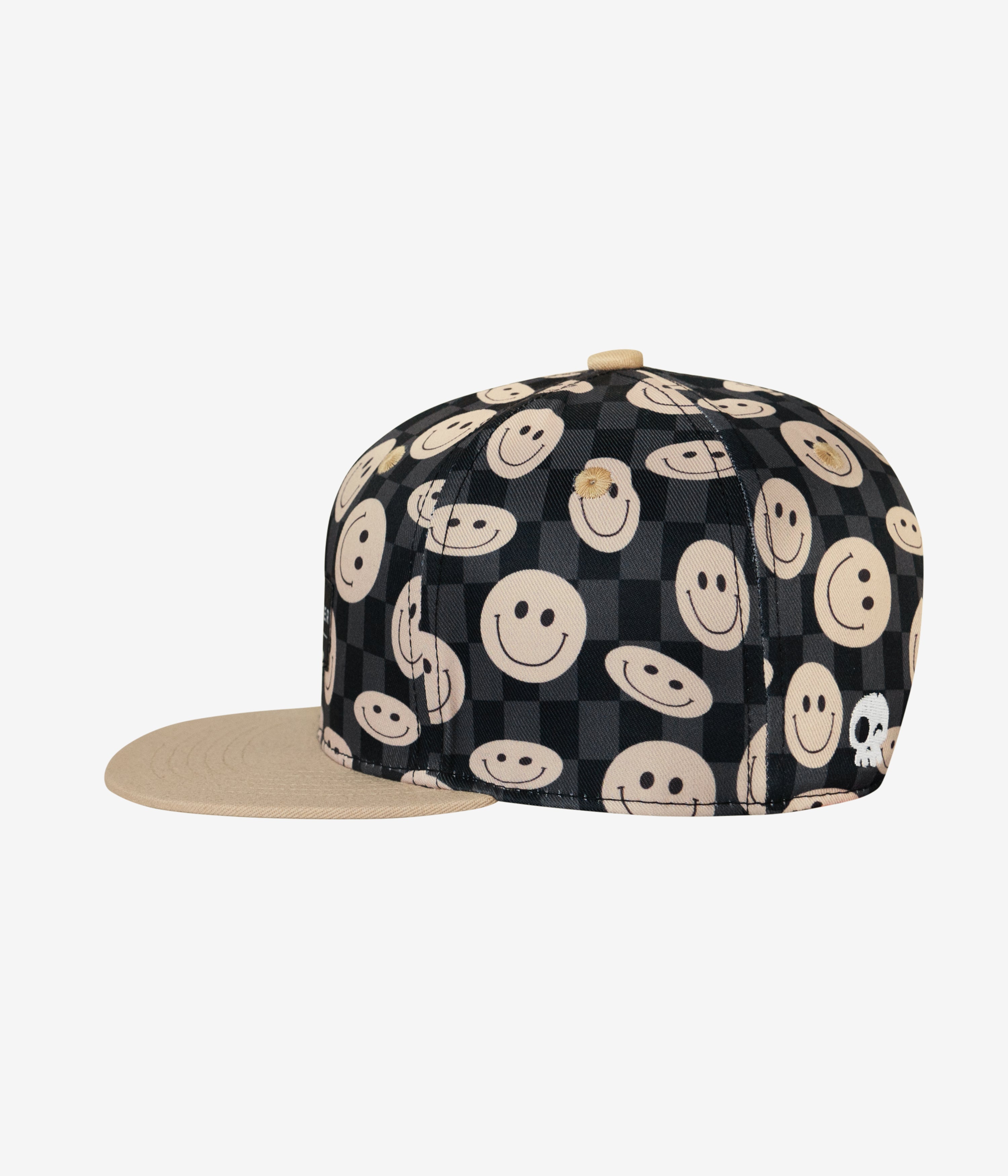 Smiley Snapback Black cap for babies and kids, product view 3